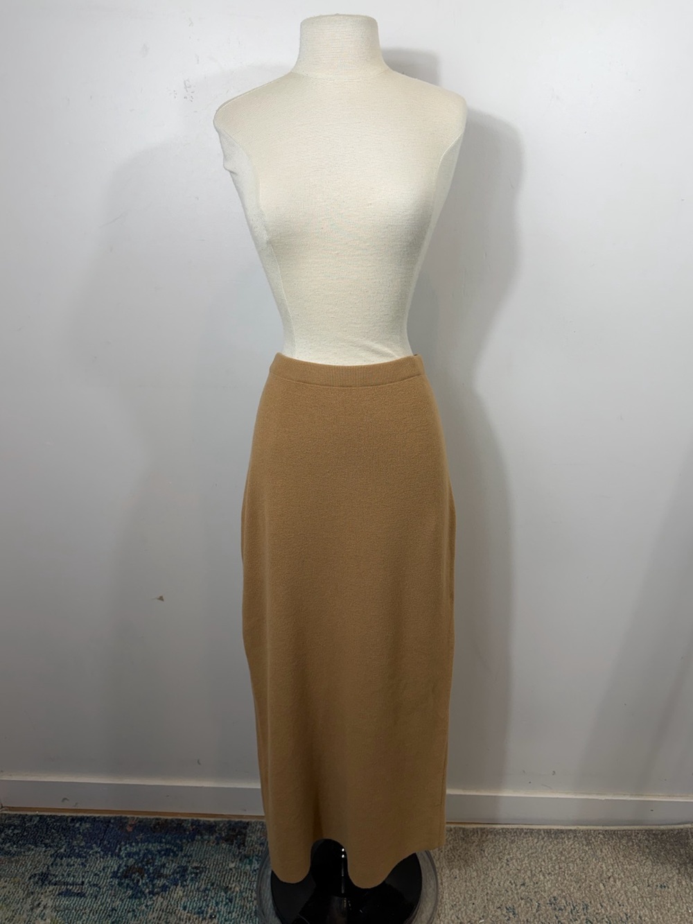 Jenni Kayne Camel Knit Maxi Pencil Skirt XL Cashmere Blend Pull On Minimalist
